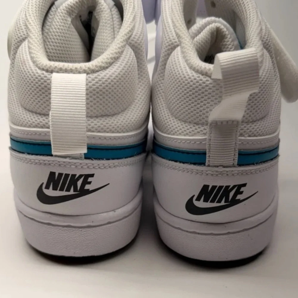 Nike Kids White and Teal High-Top Sneakers Sz 6Y Nike
